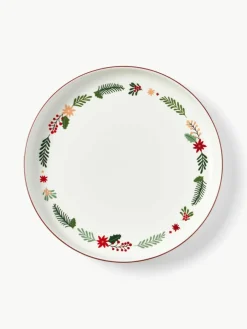 Westwing Collection Weihnachtliches Geschirr-Set Eve aus Porzellan, 4 Personen (12-tlg.)