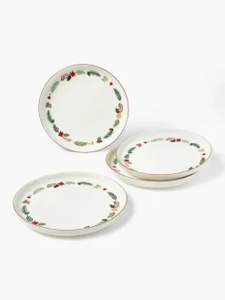 Westwing Collection Weihnachtliches Geschirr-Set Eve aus Porzellan, 4 Personen (12-tlg.)