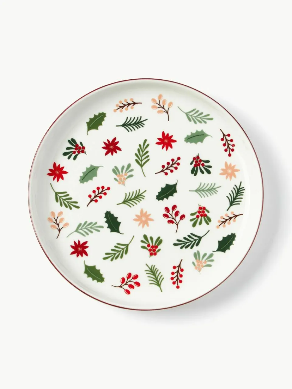 Westwing Collection Weihnachtliches Geschirr-Set Eve aus Porzellan, 4 Personen (12-tlg.)