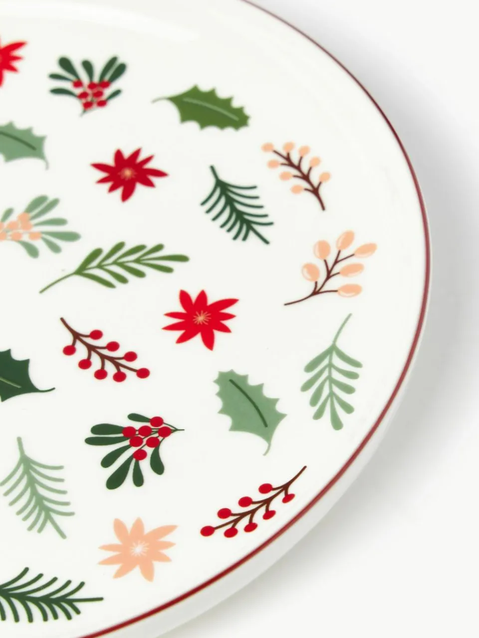 Westwing Collection Weihnachtliches Geschirr-Set Eve aus Porzellan, 4 Personen (12-tlg.)