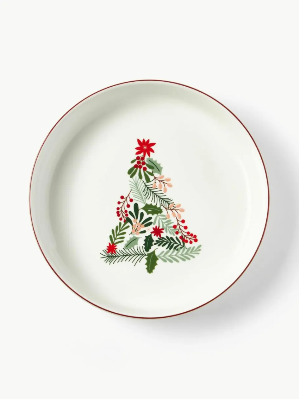 Westwing Collection Weihnachtliches Geschirr-Set Eve aus Porzellan, 4 Personen (12-tlg.)