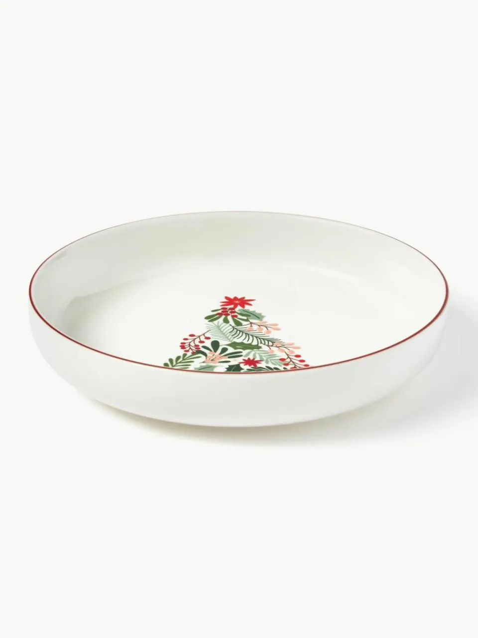 Westwing Collection Weihnachtliches Geschirr-Set Eve aus Porzellan, 4 Personen (12-tlg.)