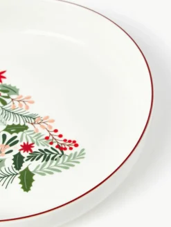 Westwing Collection Weihnachtliches Geschirr-Set Eve aus Porzellan, 4 Personen (12-tlg.)