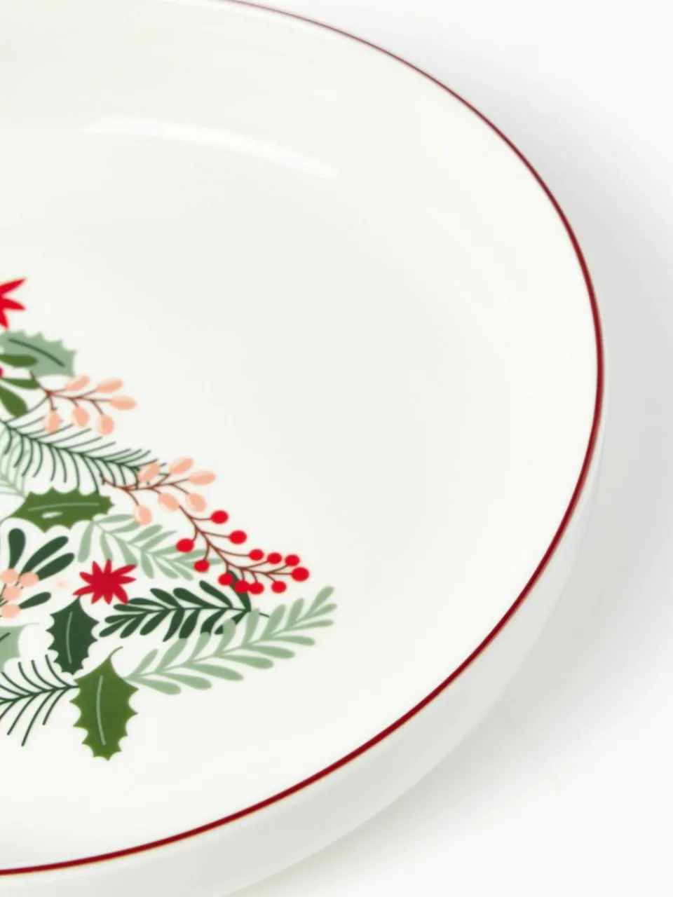 Westwing Collection Weihnachtliches Geschirr-Set Eve aus Porzellan, 4 Personen (12-tlg.)