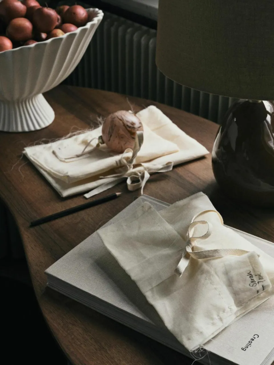 ferm LIVING Weihnachtsbeutel Clam aus Bio-Baumwolle, 3er-Set