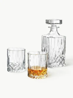 Westwing Collection Whisky-Set George mit Kristallrelief, 3-tlg.