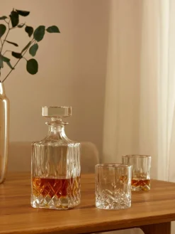 Westwing Collection Whisky-Set George mit Kristallrelief, 3-tlg.
