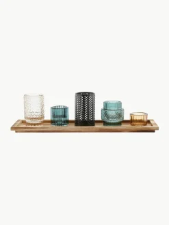 Bloomingville Windlichter Elviena mit Holztablett, 6er-Set
