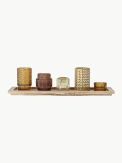 Bloomingville Windlichter Elviena mit Holztablett, 6er-Set