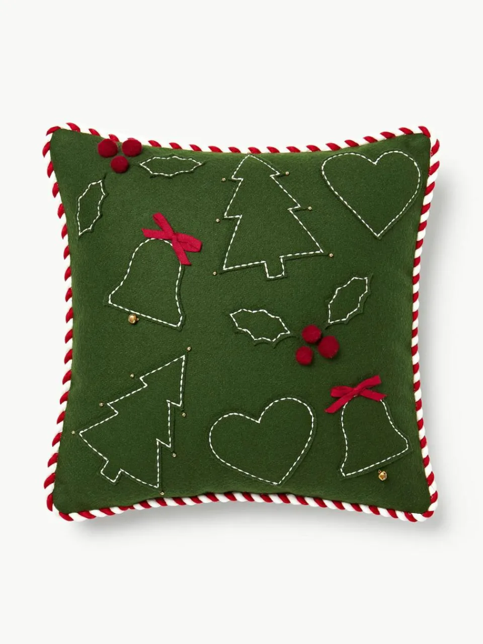 Westwing Collection Woll-Dekokissen Jova mit winterlichem Motiv