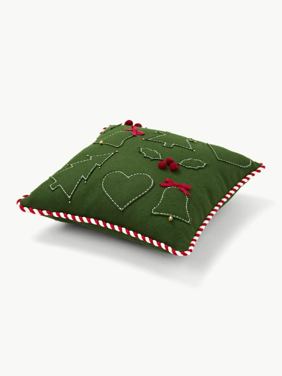 Westwing Collection Woll-Dekokissen Jova mit winterlichem Motiv