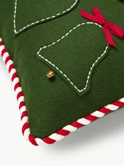 Westwing Collection Woll-Dekokissen Jova mit winterlichem Motiv