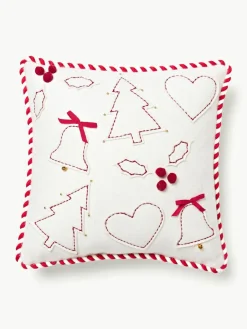 Westwing Collection Woll-Dekokissen Jova mit winterlichem Motiv