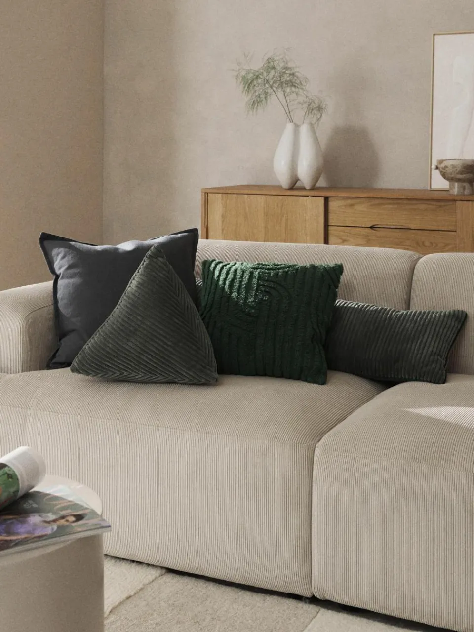 Westwing Collection XL Kissen Kylen aus Cord