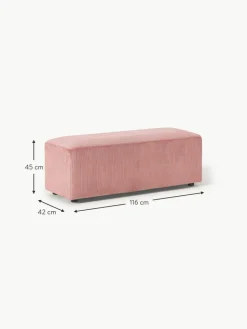 Westwing Collection XL-Hocker Melva aus Cord, B 116 x T 42 cm