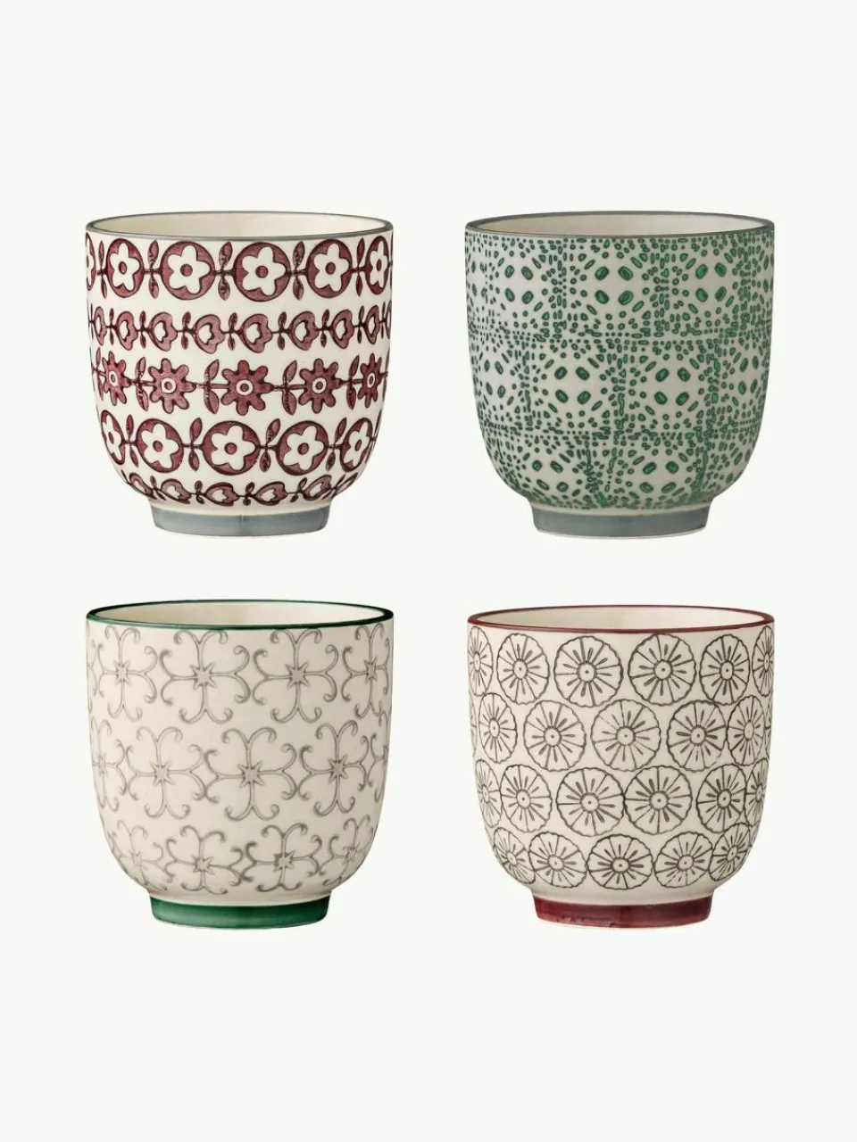 Bloomingville XS Becher Karine mit kleinem Muster, 4er-Set